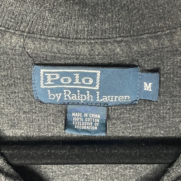 Polo Ralph Lauren Gray 1/4 Zip Size Medium Pullover Sweater 100% Cotton Mens EUC - Picture 3 of 6